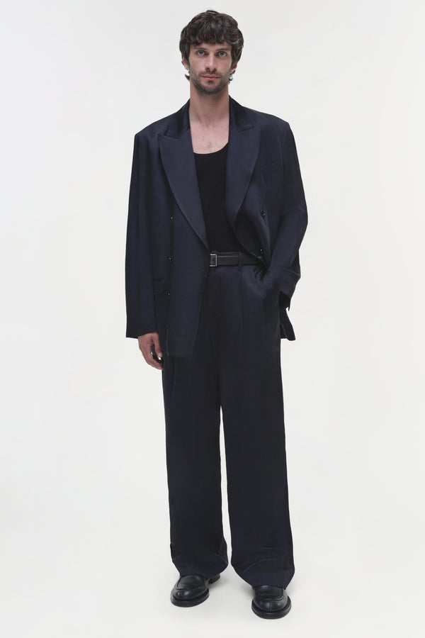 jonathan simkhai Benson Satin Blazer BLACK