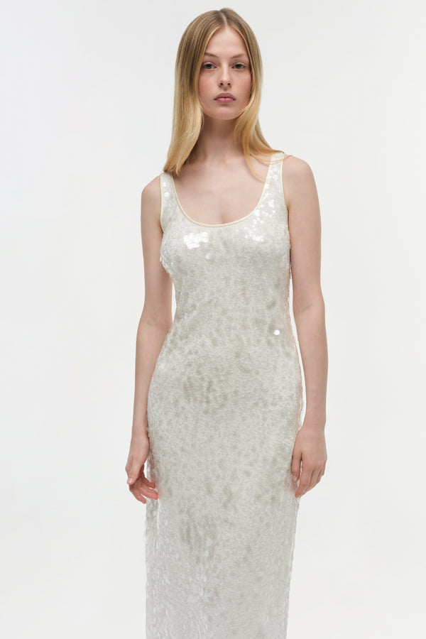 Jonathan Simkhai Bex Embellished Maxi Dress Ivory