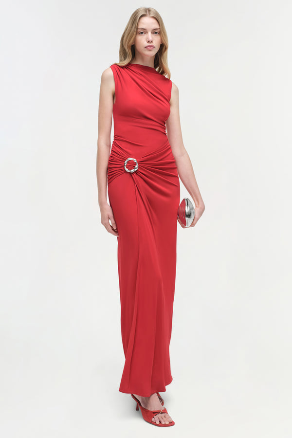 Jonathan Simkhai Blaine Jersey Gown CRIMSON