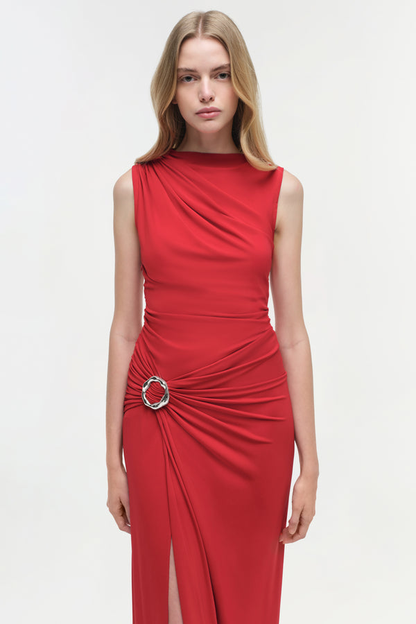 Jonathan Simkhai Blaine Jersey Gown CRIMSON