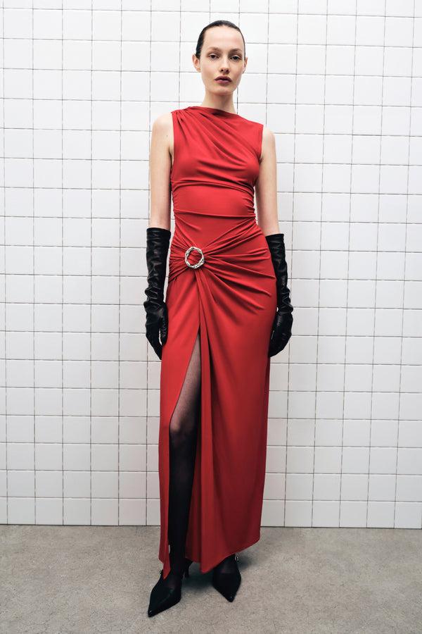 jonathan simkhai Blaine Jersey Gown CRIMSON