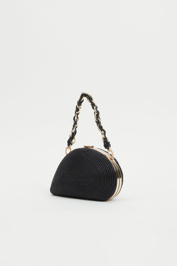 Jonathan Simkhai Bridget Corded Shell Clutch Black