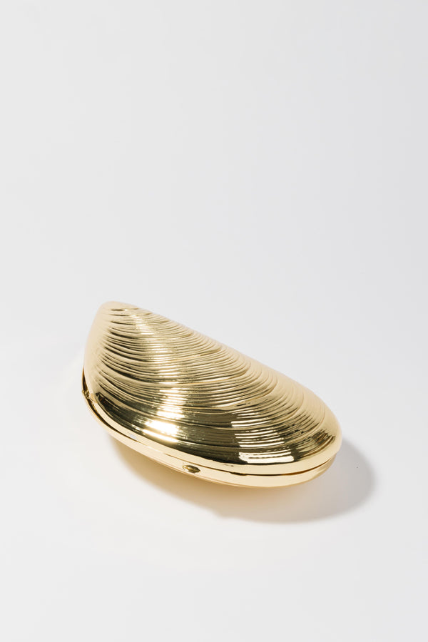 Jonathan Simkhai Bridget Metal Oyster Clutch GOLD