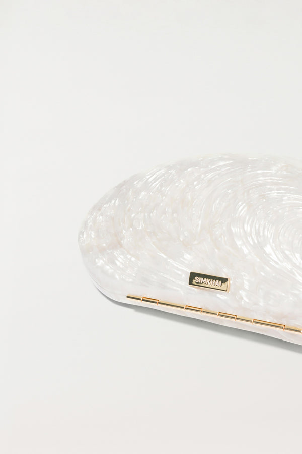 Jonathan Simkhai Bridget Pearl Oyster Clutch Ivory