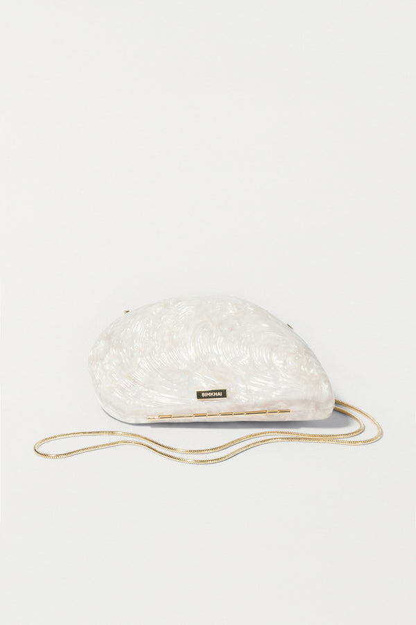 jonathan simkhai Bridget Pearl Oyster Clutch Ivory