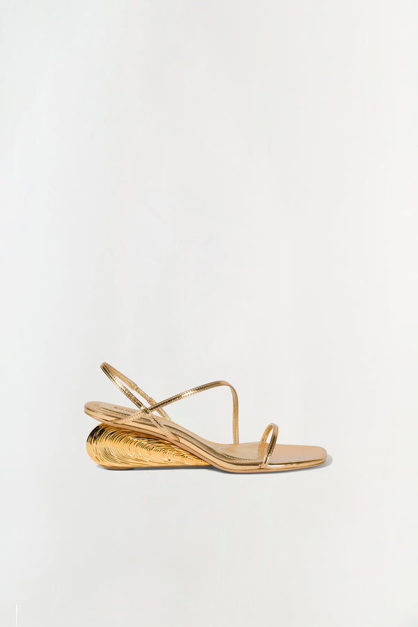 jonathan simkhai Bridget Shell Wedge Sandal GOLD