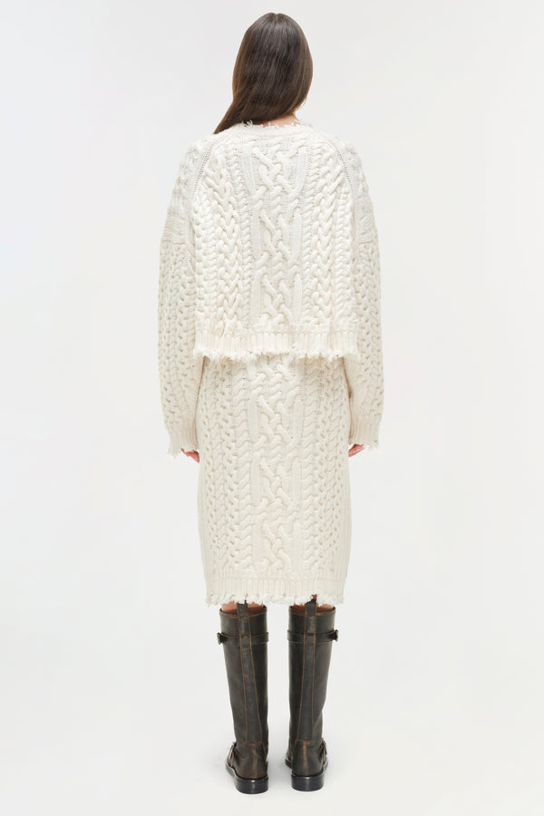 Jonathan Simkhai Brioni Knit Midi Skirt Ivory