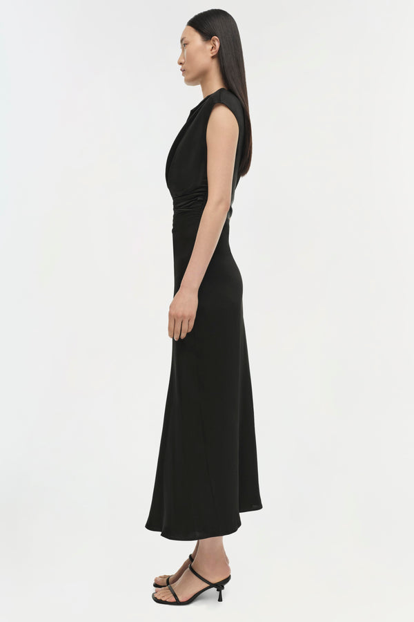 jonathan simkhai Burke Draped Dress Black