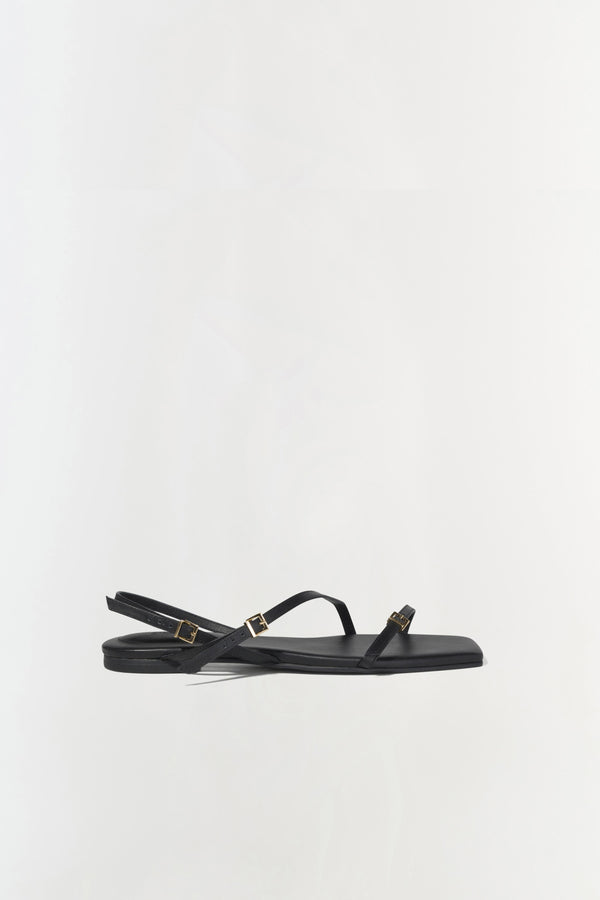 Jonathan Simkhai Carey Leather Flat Sandal Black