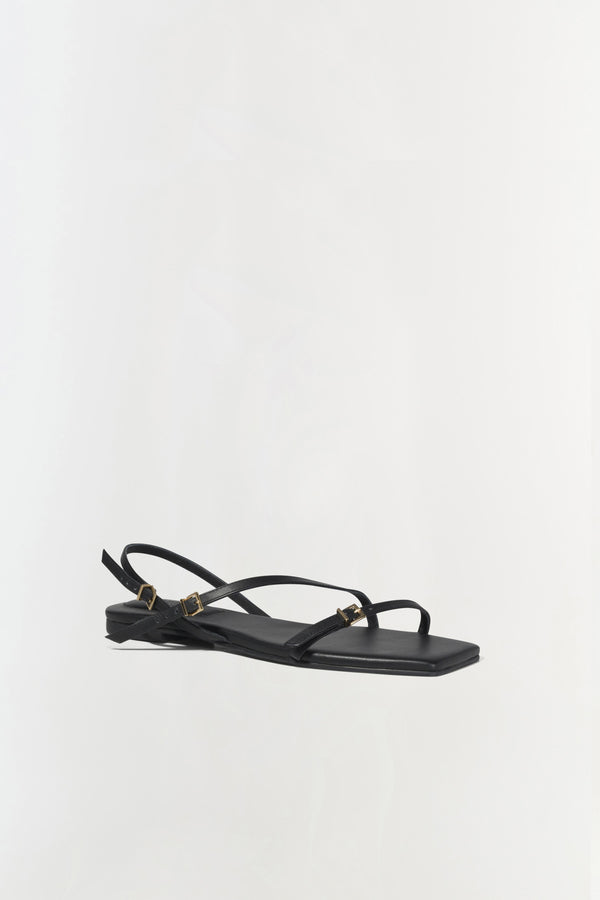 Jonathan Simkhai Carey Leather Flat Sandal Black