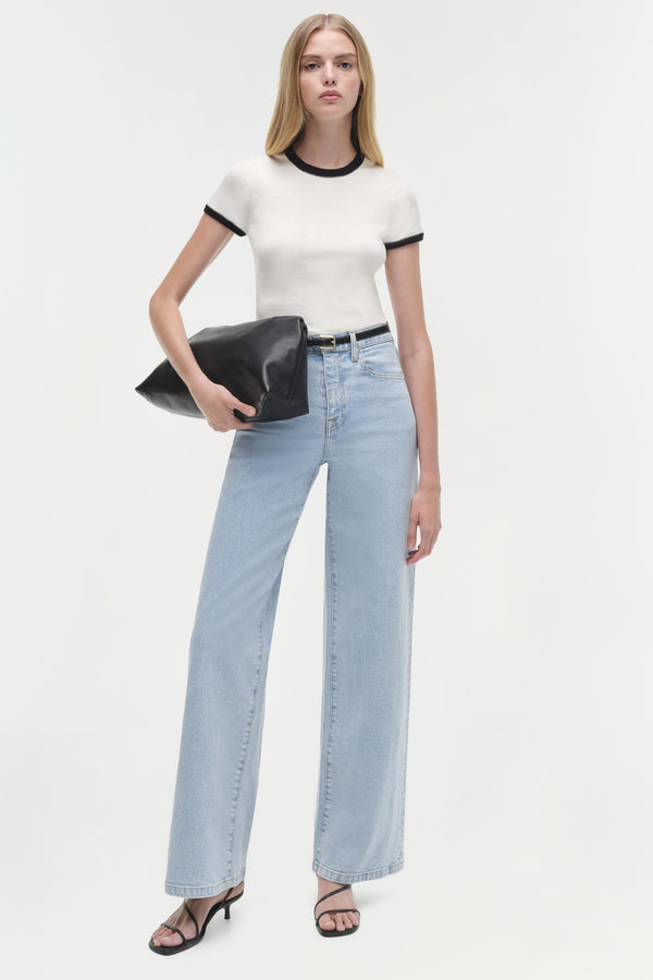 jonathan simkhai Carmen Cotton Silk Top Ivory