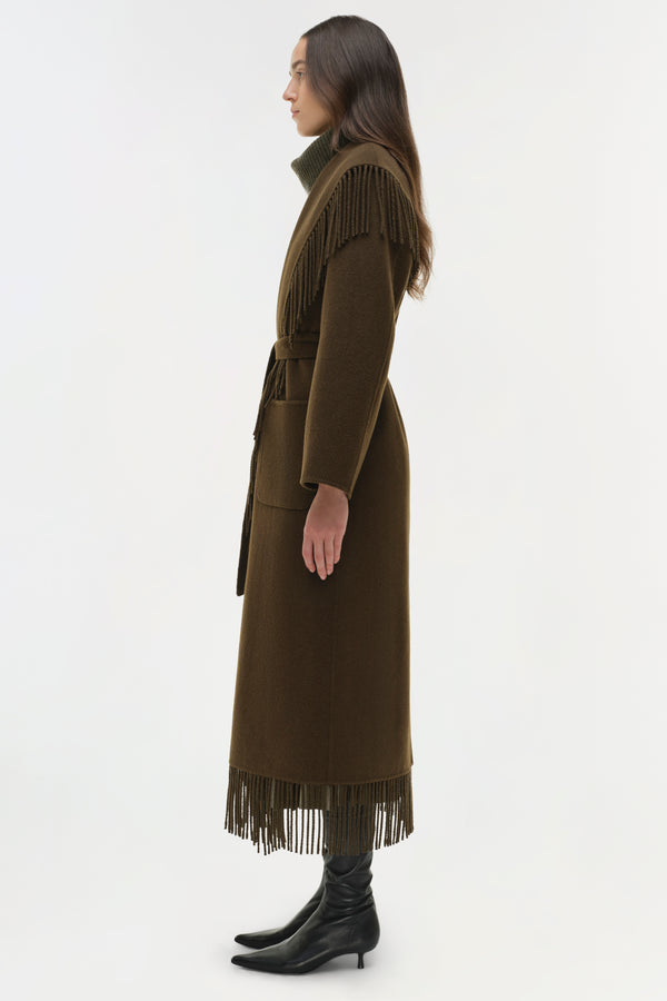 Jonathan Simkhai Carrie Fringe Coat ALLIGATOR