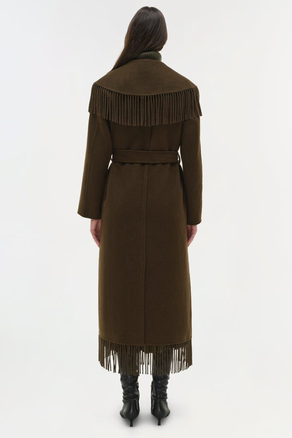 Jonathan Simkhai Carrie Fringe Coat ALLIGATOR
