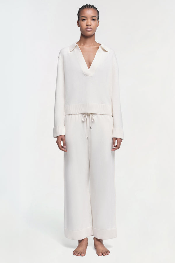 Jonathan Simkhai Celine Cashmere Pant Ivory