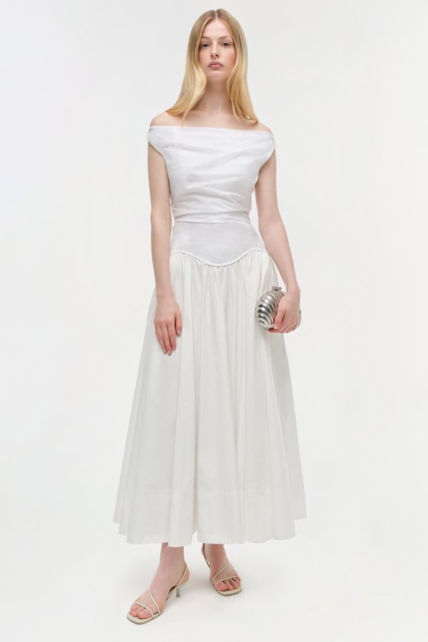 jonathan simkhai Cersei Cotton Midi Dress WHITE