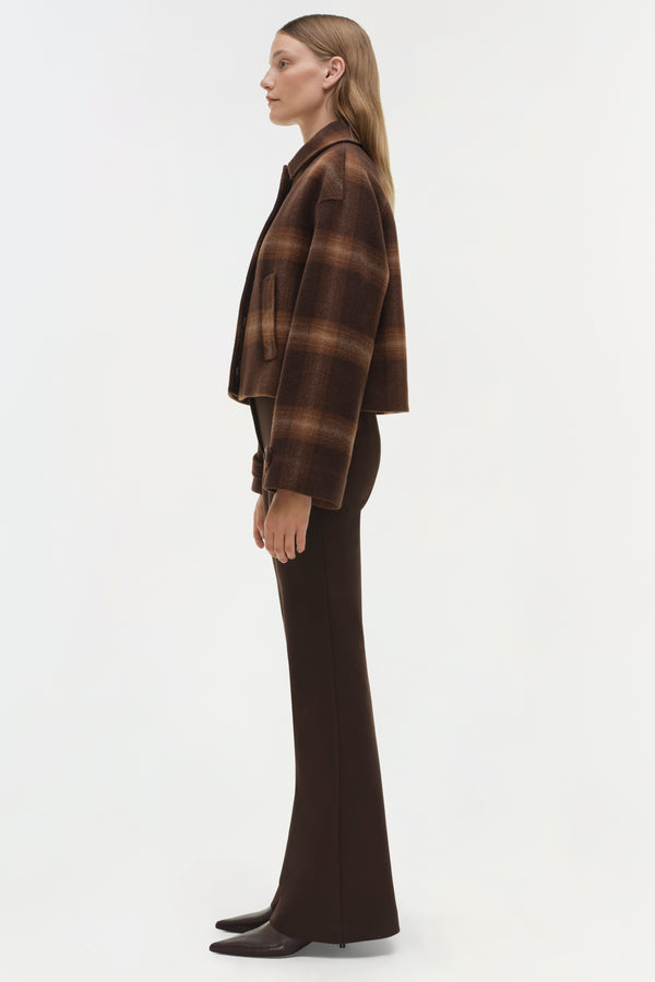 Jonathan Simkhai Colby Wool Jacket Chocolate Plaid