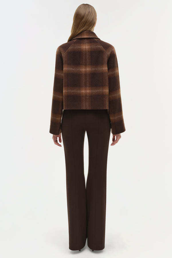 Jonathan Simkhai Colby Wool Jacket Chocolate Plaid