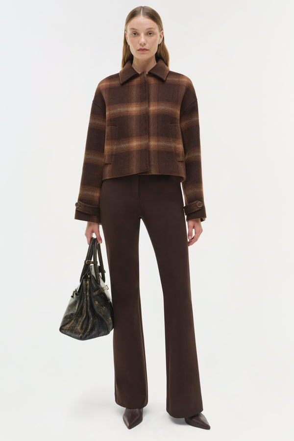 jonathan simkhai Colby Wool Jacket Chocolate Plaid