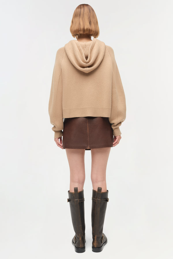 Jonathan Simkhai Dakota Wool Cropped Hoodie CAMEL