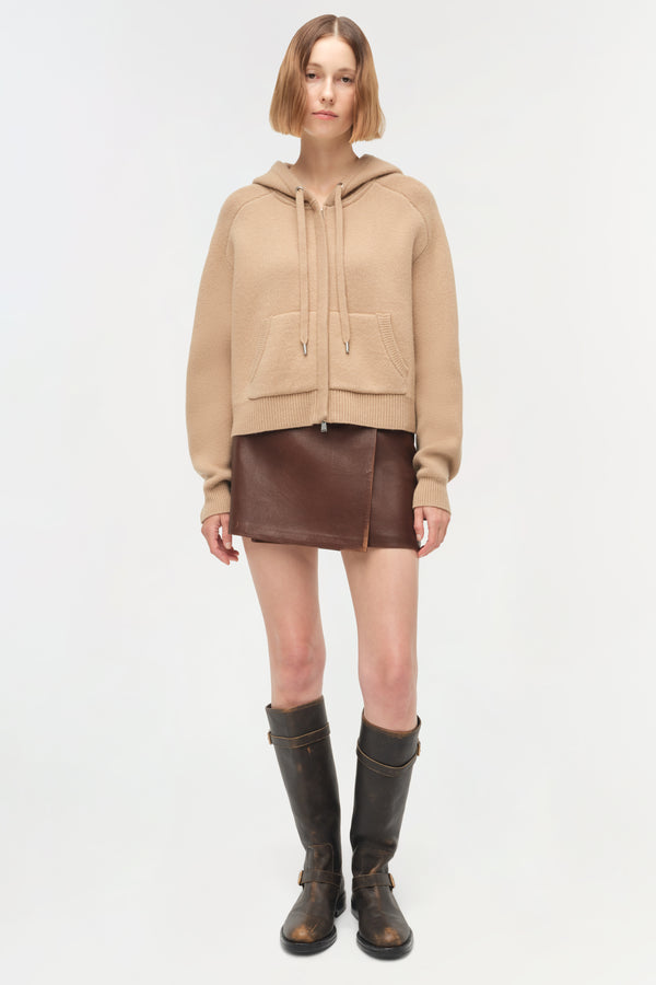 jonathan simkhai Dakota Wool Cropped Hoodie CAMEL
