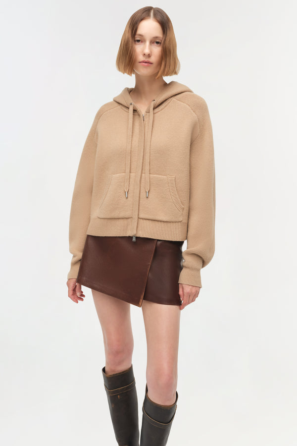 Jonathan Simkhai Dakota Wool Cropped Hoodie CAMEL