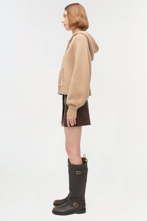 Jonathan Simkhai Dakota Wool Cropped Hoodie CAMEL