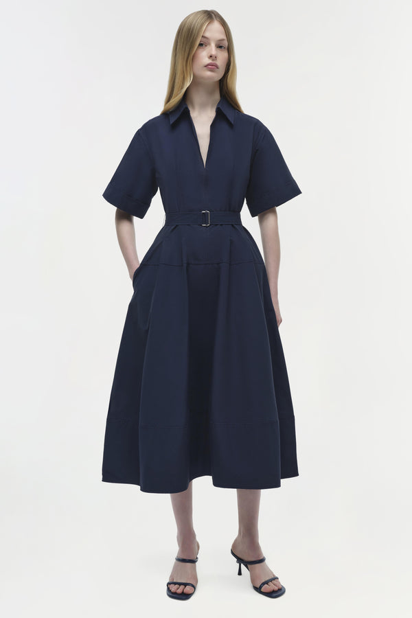 jonathan simkhai Deanna Cotton Midi Dress Midnight