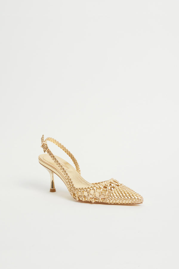 Jonathan Simkhai Dylan Woven Slingback GOLD