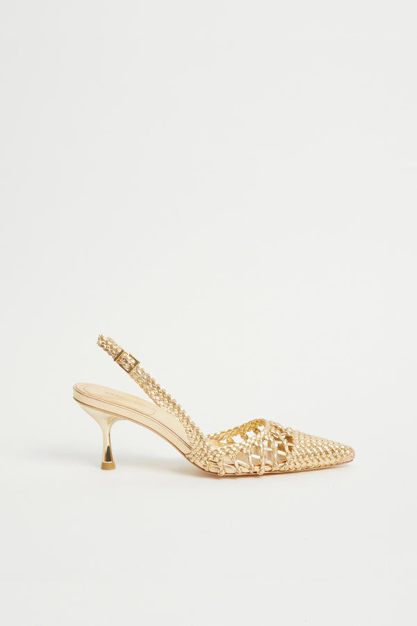 Jonathan Simkhai Dylan Woven Slingback GOLD