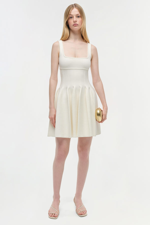 jonathan simkhai Elektra Knit Mini Dress Ivory
