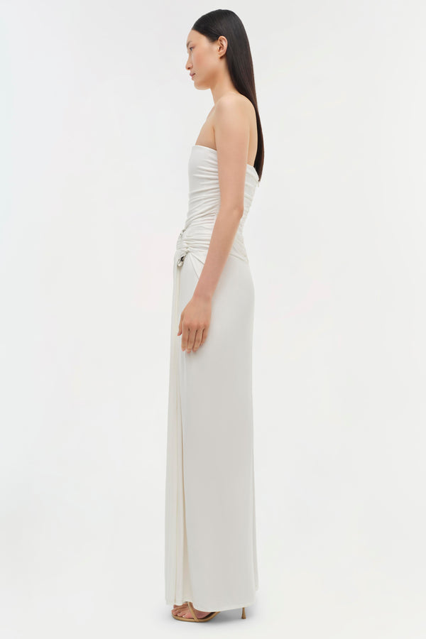 Jonathan Simkhai Emma Strapless Jersey Gown Ivory