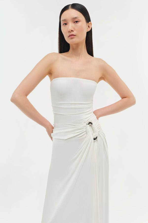 Jonathan Simkhai Emma Strapless Jersey Gown Ivory