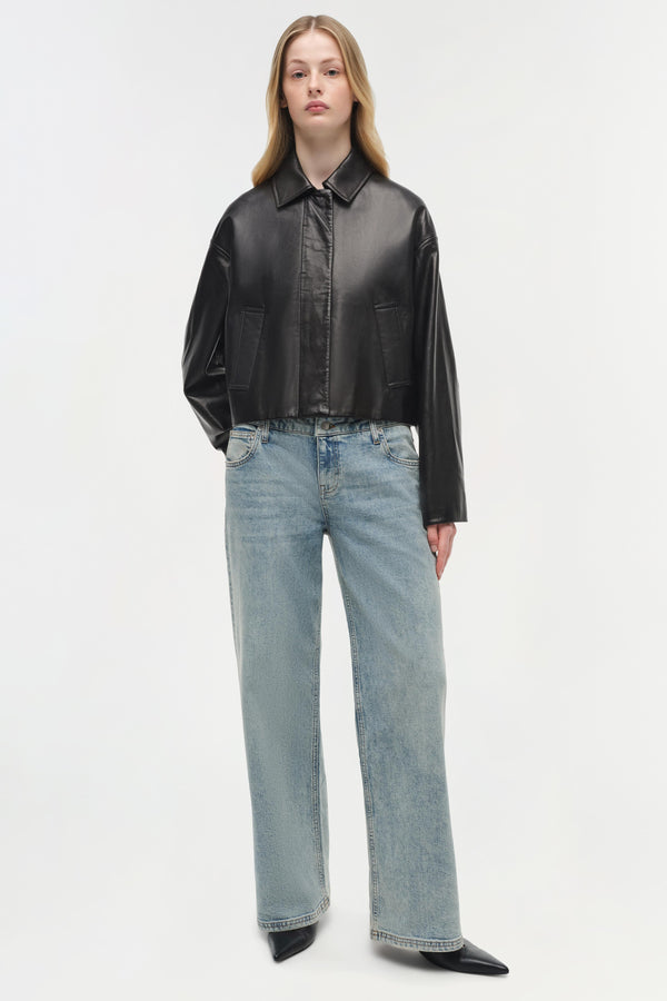 jonathan simkhai Everli Leather Jacket Black