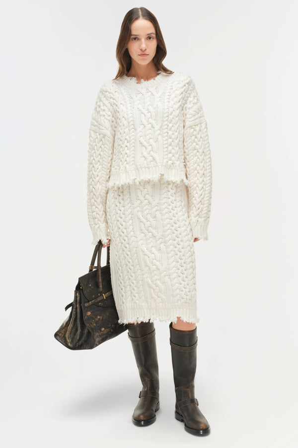 jonathan simkhai Felix Knit Cropped Sweater Ivory