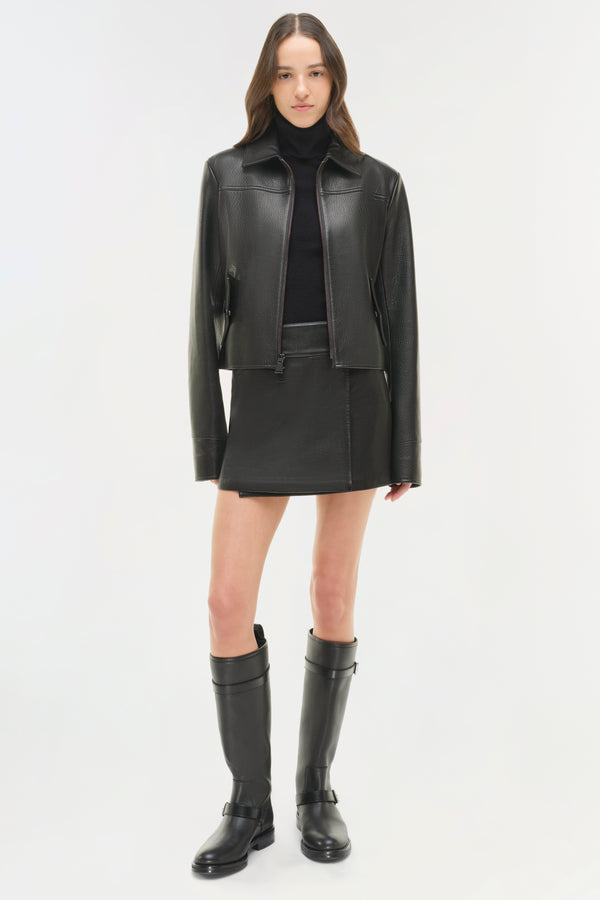 Jonathan Simkhai Freeman Leather Jacket Black