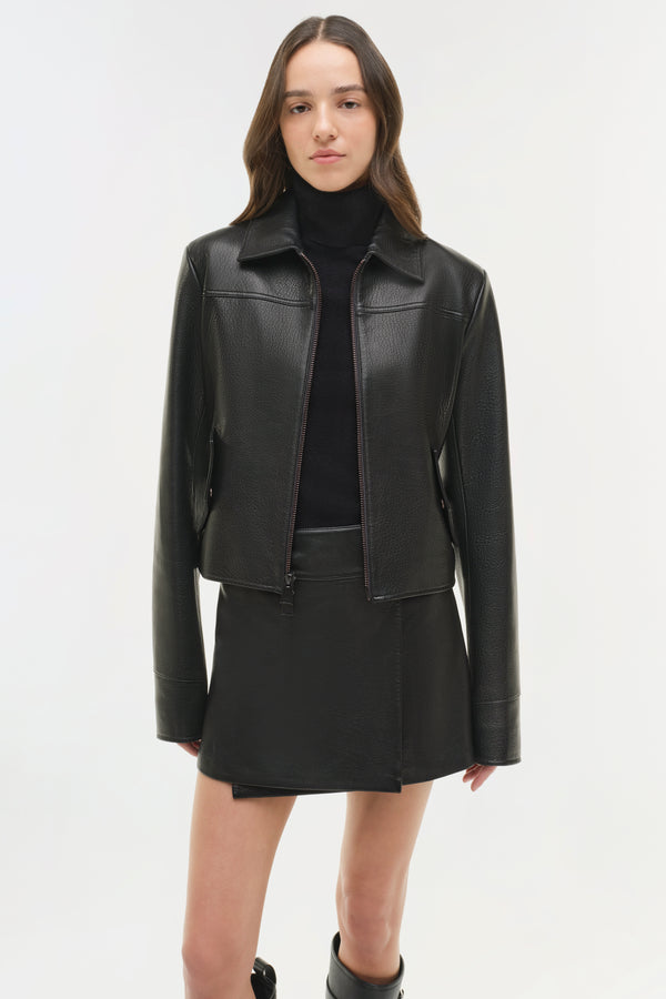 Jonathan Simkhai Freeman Leather Jacket Black