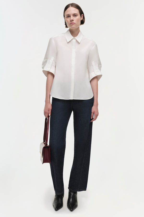 Jonathan Simkhai Gemma Poplin Shirt WHITE