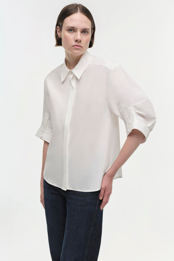 jonathan simkhai Gemma Poplin Shirt WHITE