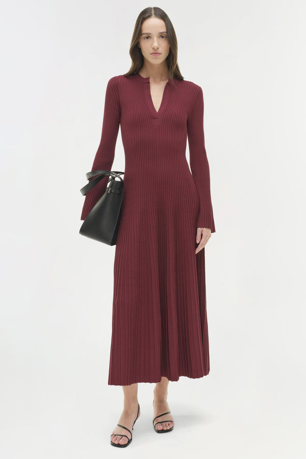 jonathan simkhai Genna Knit Midi Dress CRANBERRY