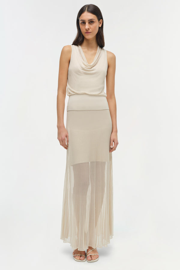 jonathan simkhai Gennie Knit Midi Skirt Sand