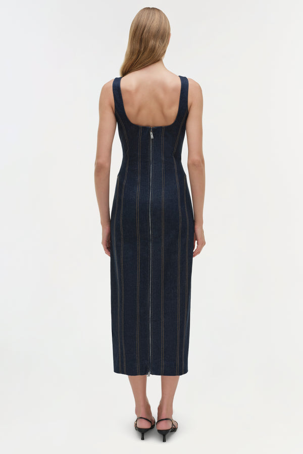 Jonathan Simkhai Hallie Denim Midi Dress TWILIGHT