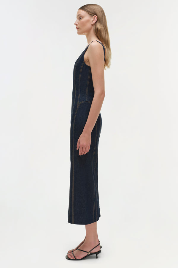 Jonathan Simkhai Hallie Denim Midi Dress TWILIGHT