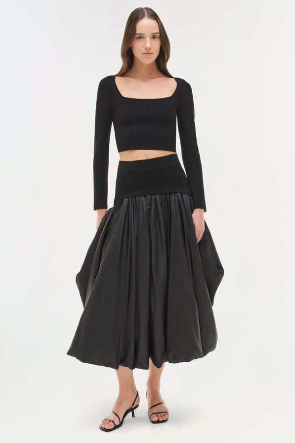 Jonathan Simkhai Halstin Knit Cropped Top Black