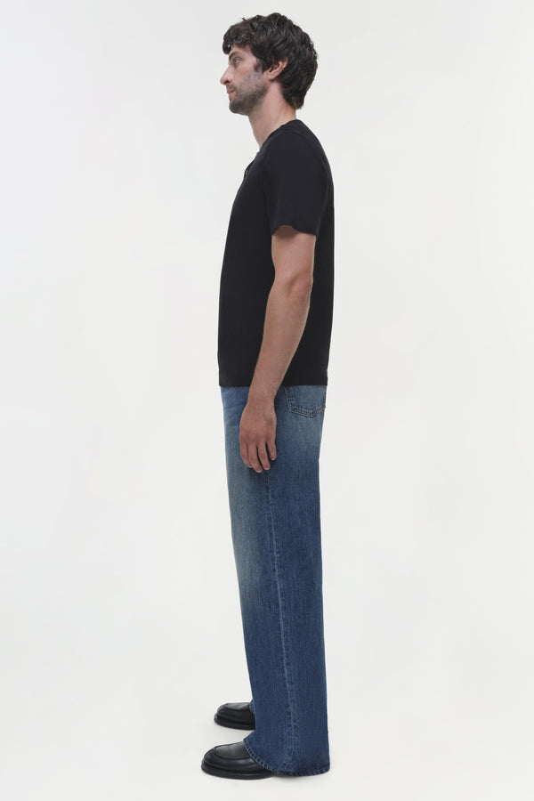 Jonathan Simkhai Hayes Silk Linen Henley BLACK