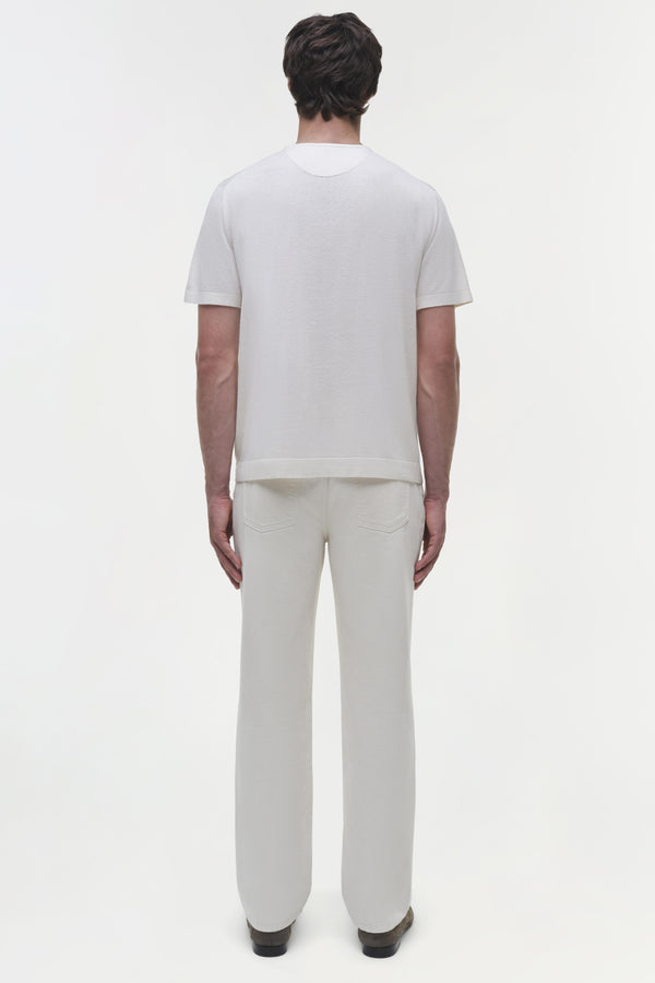 Jonathan Simkhai Hayes Silk Linen Henley Ivory
