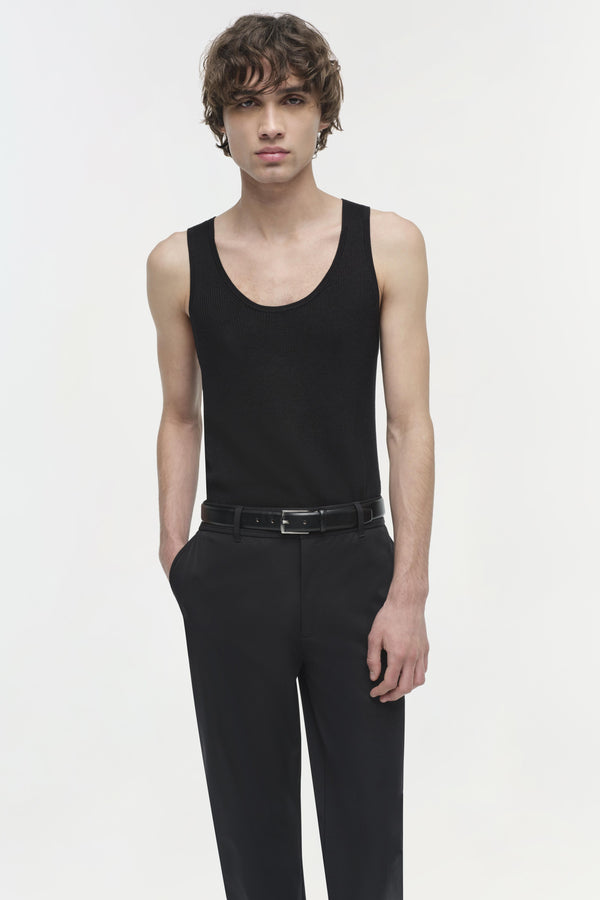 Jonathan Simkhai Idris Silk Linen Tank BLACK