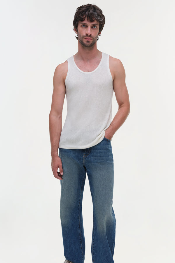 Jonathan Simkhai Idris Silk Linen Tank Ivory