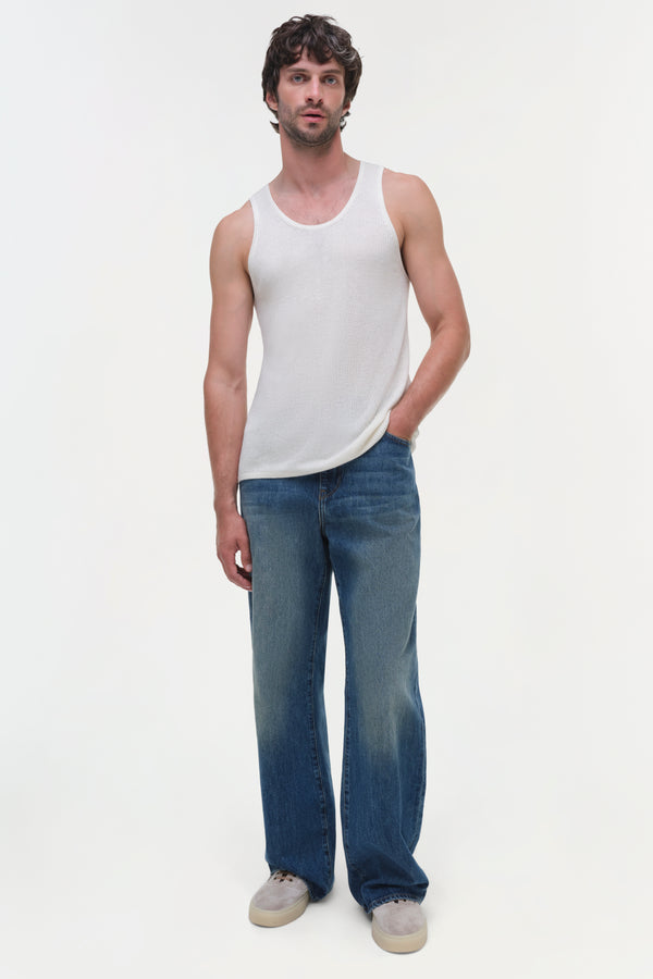 jonathan simkhai Idris Silk Linen Tank Ivory
