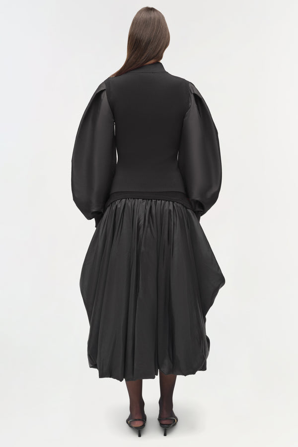 Jonathan Simkhai Jackie Taffeta Knit Top Black