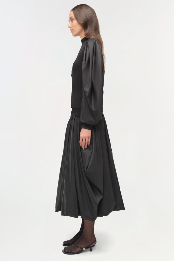 Jonathan Simkhai Jackie Taffeta Knit Top Black